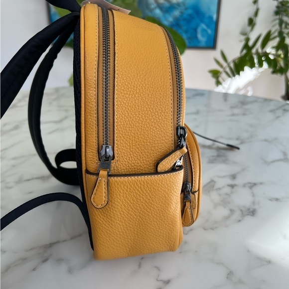 NWT COACH Mini Court Backpack Buttercup Yellow Pebble Leather - Picture 2 of 14